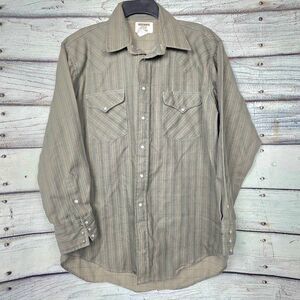 Ruddock TRS Western Pearl Snap Shirt Mens Large Olive 17 34